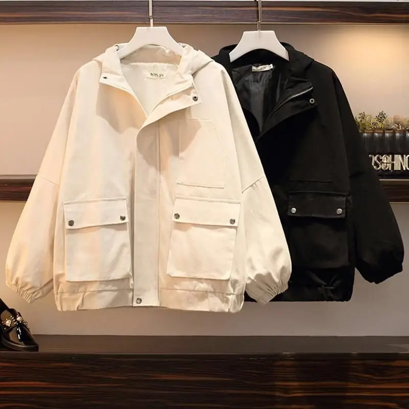 Spring and Autumn New Style Korean-style Loose and Plus-sized BF Students Jacket Hong Kong Style Hooded Workwear Windbreaker Wom
Spring and Autumn New Style Korean-style Loose and Plus-sized BF Students Jacket Hong Kong Style Hooded Workwear Windbreaker Wom