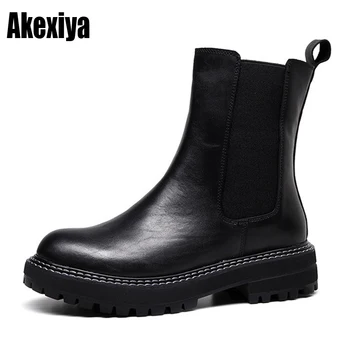 2020 Low-heeled Boots Women Fashion Genuine Leather Elastic Ankle Botas Mujer Shoes Woman Ladies Short Boots Black New p295
2020 Low-heeled Boots Women Fashion Genuine Leather Elastic Ankle Botas Mujer Shoes Woman Ladies Short Boots Black New p295