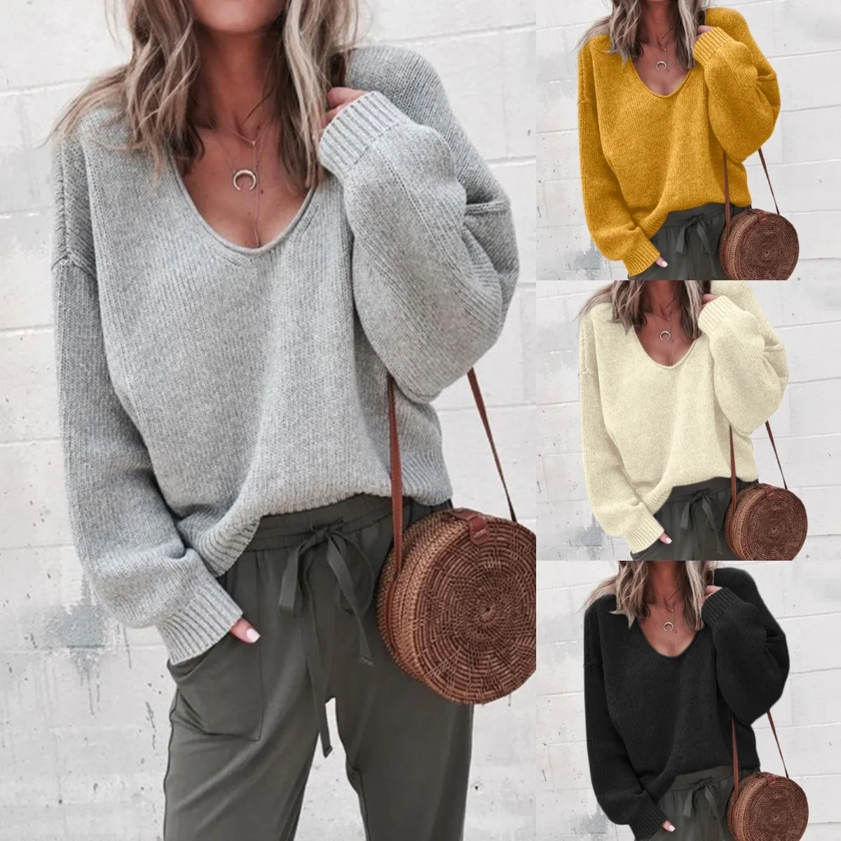 2020 New Coming Autumn Winter V Neck Pullovers Warm Ladies Knitted Sweater Long Sleeve Korean Slim-fit Loose Sweaters Plus Size
2020 New Coming Autumn Winter V Neck Pullovers Warm Ladies Knitted Sweater Long Sleeve Korean Slim-fit Loose Sweaters Plus Size