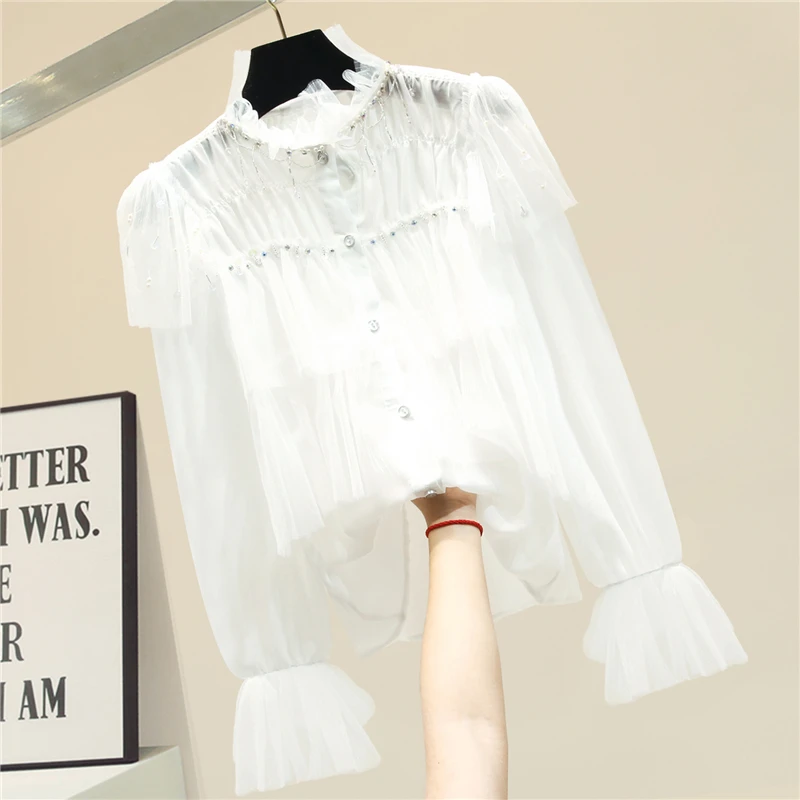 Lace Chiffon Shirt White Shirt Women's 2020 Spring Autumn Loose Stand-Collar Slim-Fit Top Blouse Blusas Female Tops Boho Shirts
Lace Chiffon Shirt White Shirt Women's 2020 Spring Autumn Loose Stand-Collar Slim-Fit Top Blouse Blusas Female Tops Boho Shirts