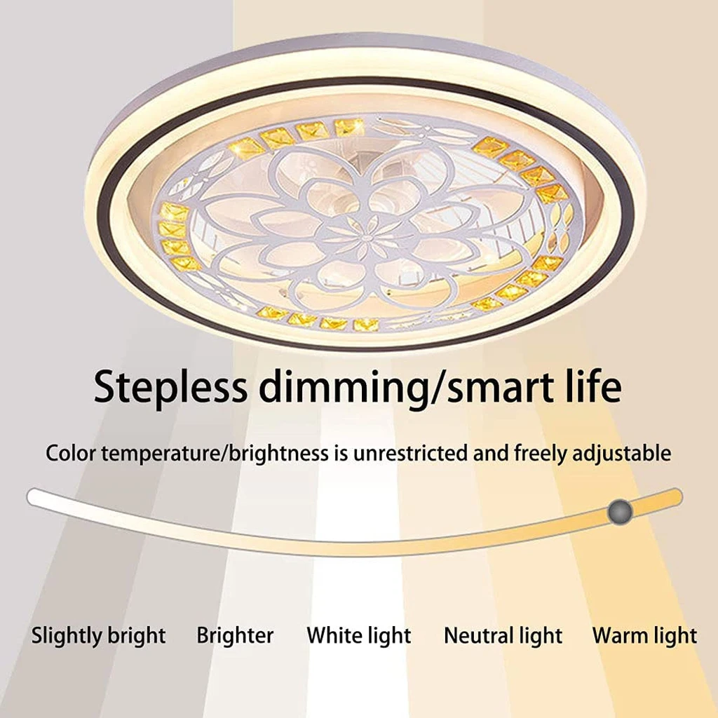 LED Silent Ceiling Fan Light with Lamp and Remote Control Dimmable Chandelier Invisible Fans Children's Room Bedroom Lighting LED Silent Ceiling Fan Light with Lamp and Remote Control Dimmable Chandelier Invisible Fans Children's Room Bedroom Lighting