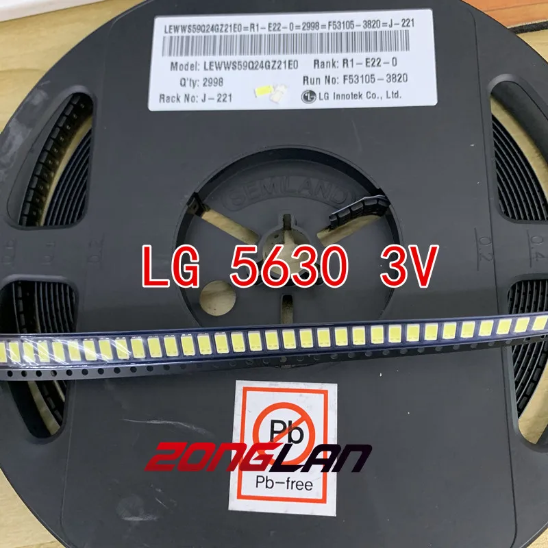 100pcs For LG 5630 3V 0.5W LED Backlight Middle Power Cool white LCD for TV | Лампы и освещение