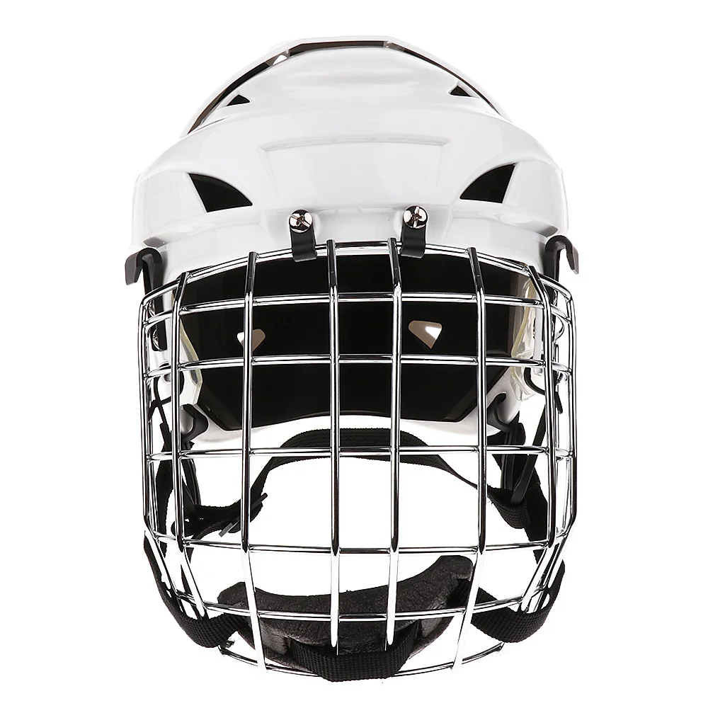 Adjustable Ice Hockey Helmet & Face  Combo For Men & Women White M/L