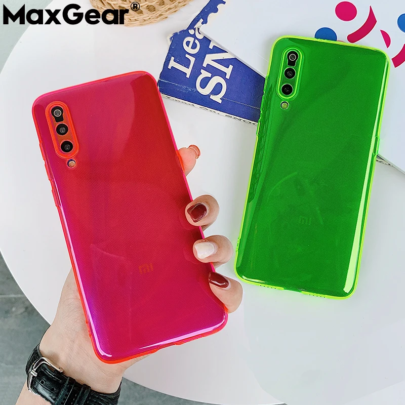 Неоновый флуоресцентный цветной чехол из ТПУ для телефона Xiaomi Mi 10 Lite 9 Mi9 Redmi Note 8 7