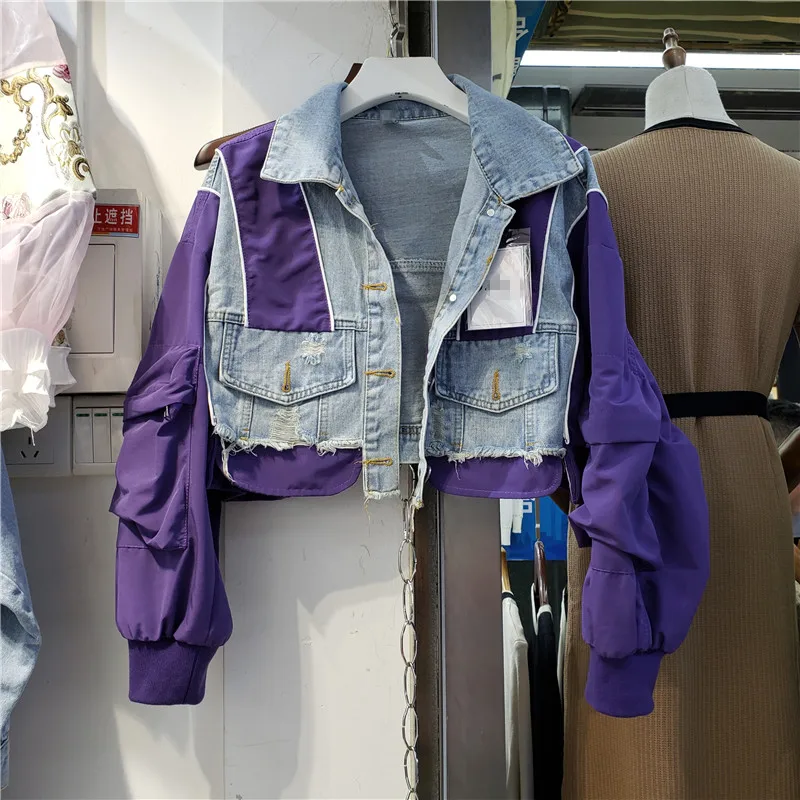 Denim Coat Women 2023 Summer New Color Contrast Patchwork Loose Casual Jean Jackets Cropped Outwears Top
Denim Coat Women 2023 Summer New Color Contrast Patchwork Loose Casual Jean Jackets Cropped Outwears Top