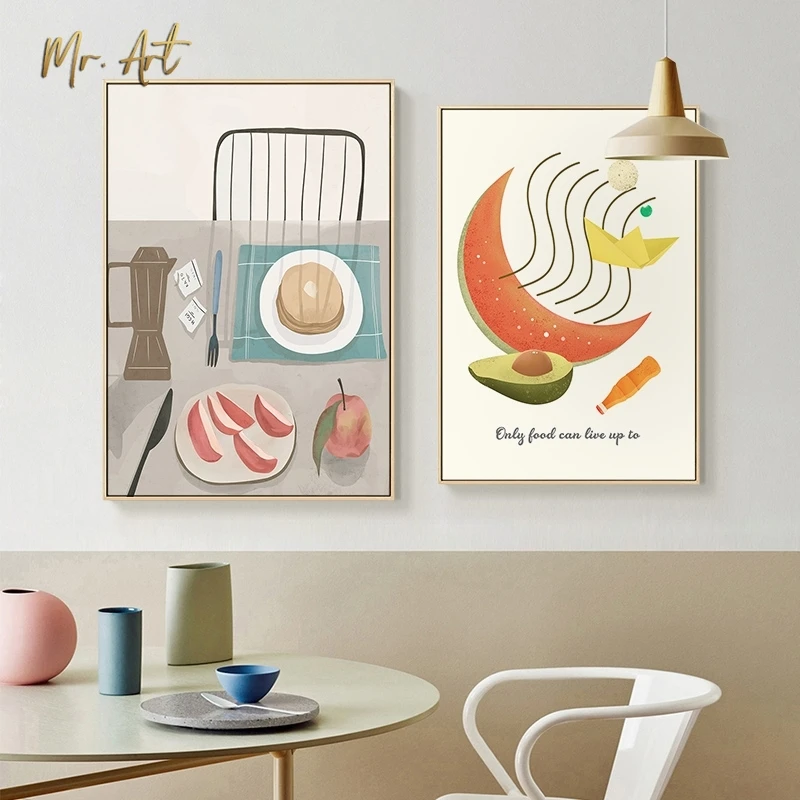 Nordic Poster Prints Cartoon Fruits and Breakfast Cooking Canvas Painting Wall Art Colorful Pictures for Dining Room Home Decor
Nordic Poster Prints Cartoon Fruits and Breakfast Cooking Canvas Painting Wall Art Colorful Pictures for Dining Room Home Decor