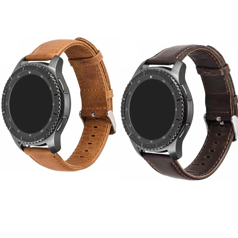 Ремешок кожаный для Samsung galaxy active 2 42 46 gear S2 S3 браслет Neo zenwatch Ticwatch S E 1 pro 20 мм 22