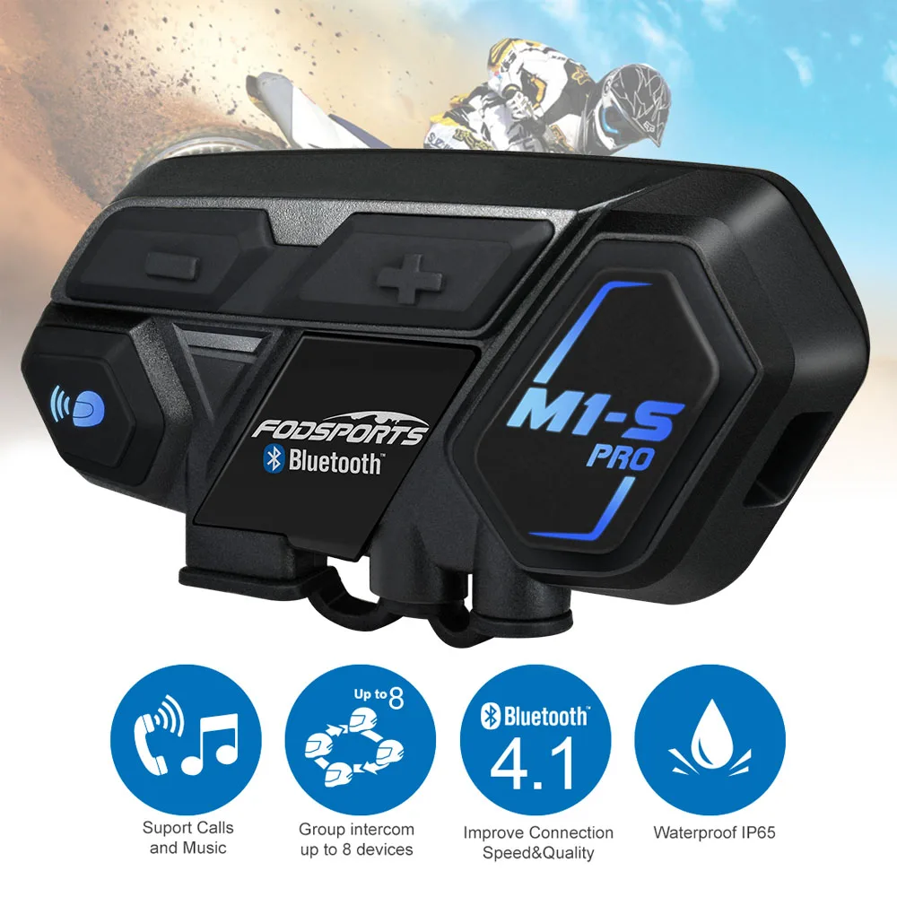 Fodsports Motorcycle Bluetooth Helmet Headset Intercom for 8 riders M1S Pro Waterproof Wireless intercomunicador Interphone MP3
Fodsports Motorcycle Bluetooth Helmet Headset Intercom for 8 riders M1S Pro Waterproof Wireless intercomunicador Interphone MP3