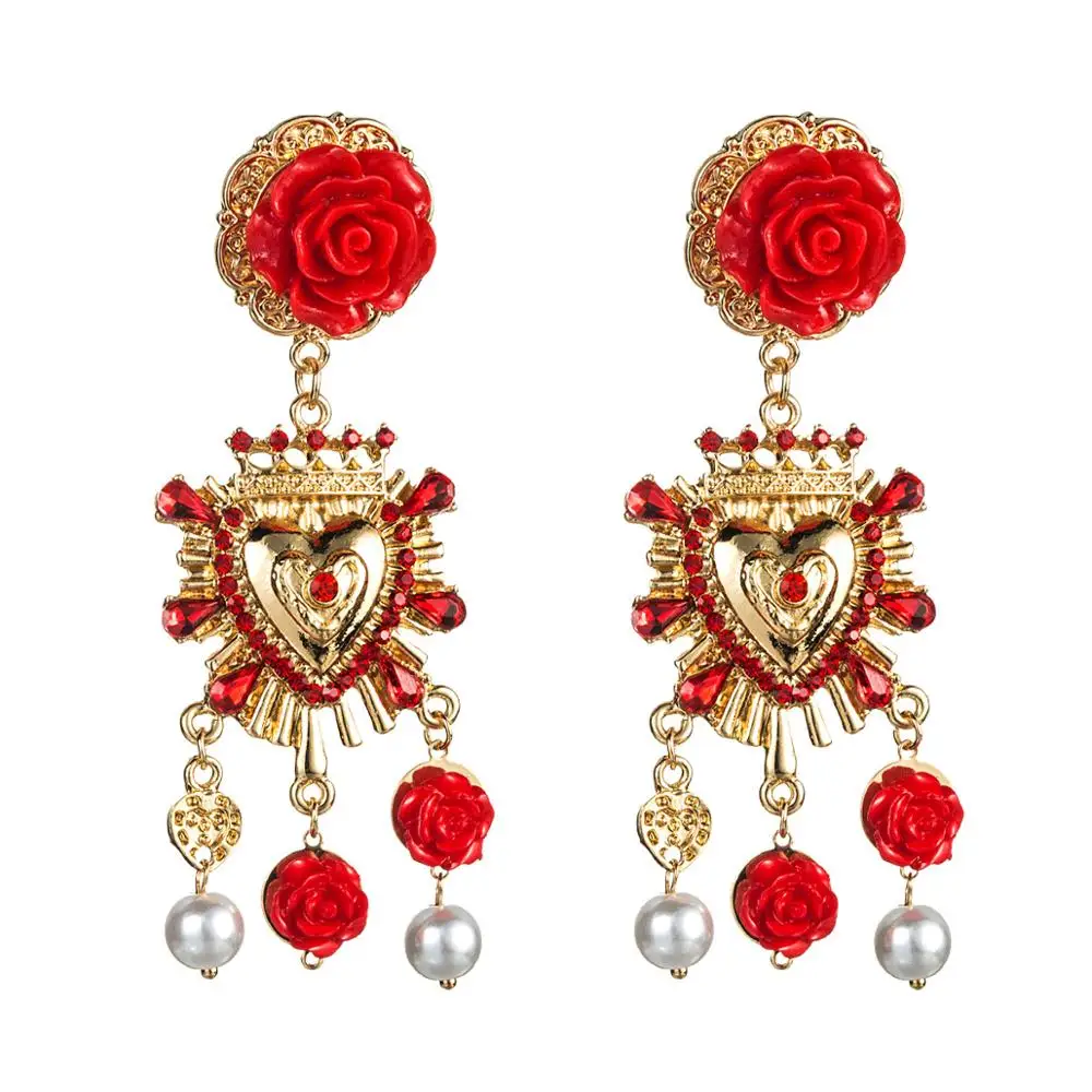 Vintage Baroque Style Women Fashion Red Resin Flowers Dangle Earrings Accessories Maxi Trendy Statement Earrings Jewelry
Vintage Baroque Style Women Fashion Red Resin Flowers Dangle Earrings Accessories Maxi Trendy Statement Earrings Jewelry