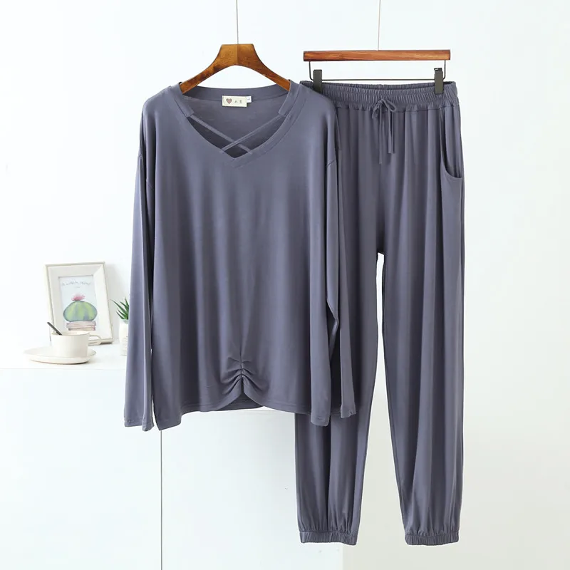 Fashion New Women's Pajamas Set Lounge Wear Home Suit Spring Autumn Modal Cotton Sleepwear Loose Top + Leggings Pant Pijamas
Fashion New Women's Pajamas Set Lounge Wear Home Suit Spring Autumn Modal Cotton Sleepwear Loose Top + Leggings Pant Pijamas