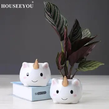 Cute Cartoon Ceramic Unicorn Small Flower Pot Flowerpot Succulent Plant Container Green Planters Bonsai Pots Home Decoration
Cute Cartoon Ceramic Unicorn Small Flower Pot Flowerpot Succulent Plant Container Green Planters Bonsai Pots Home Decoration