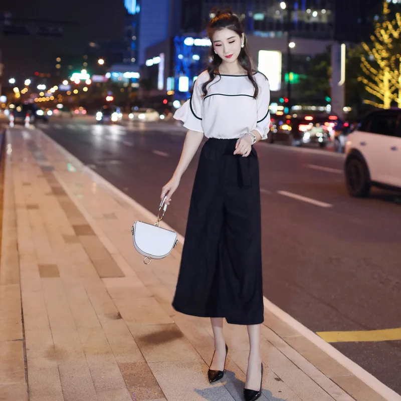 Royal Sister-Style Blouses Loose Pants Set 2019 Summer Wear Western Style Slimming Elegant Horizontal Neck Chiffon Shirt Two-Pie
Royal Sister-Style Blouses Loose Pants Set 2019 Summer Wear Western Style Slimming Elegant Horizontal Neck Chiffon Shirt Two-Pie