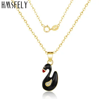 HMSFELY Real 925 Silver Black Swan Pendant Female Necklace Jewellery For Gift Luxury Women Gold Dangles Necklaces Jewelry
HMSFELY Real 925 Silver Black Swan Pendant Female Necklace Jewellery For Gift Luxury Women Gold Dangles Necklaces Jewelry