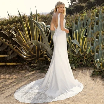 Robe De Mariee Sexy V Neck Mermaid Backless Wedding Dress 2020 New Design Lace Satin Beading Belt Bridal Gowns 
Robe De Mariee Sexy V Neck Mermaid Backless Wedding Dress 2020 New Design Lace Satin Beading Belt Bridal Gowns