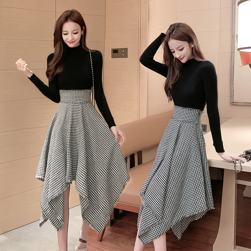 Photo Shoot Half-Turtle-Neck Knit Base Sweater + Fashion Graceful Thousands of Birds Irregular Woolen Skirt
Photo Shoot Half-Turtle-Neck Knit Base Sweater + Fashion Graceful Thousands of Birds Irregular Woolen Skirt