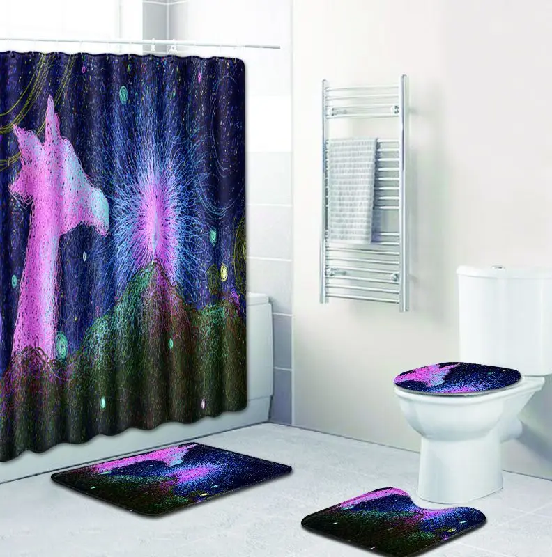 4pcs/set Colorful Art Painting Elk Print Shower Curtain Bathroom Waterproof Polyester Non-slip Bath Mat Toilet Seat Home Decor
4pcs/set Colorful Art Painting Elk Print Shower Curtain Bathroom Waterproof Polyester Non-slip Bath Mat Toilet Seat Home Decor