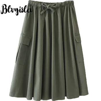 3XL Oversize Pleated Mid Length Skirt Overweight Female Large Pocket Big Swing Solid Army Green Skirts Elastic Waist 
3XL Oversize Pleated Mid Length Skirt Overweight Female Large Pocket Big Swing Solid Army Green Skirts Elastic Waist