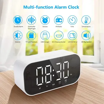 Bluetooth Speaker LED Mirror Alarm Clock Radio Digital Snooze Table Clock FM Radio AUX TF Card Wireless Subwoofer Music Player
Bluetooth Speaker LED Mirror Alarm Clock Radio Digital Snooze Table Clock FM Radio AUX TF Card Wireless Subwoofer Music Player