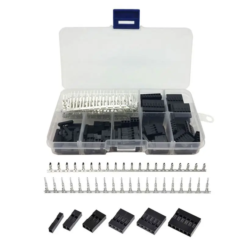 310Pcs 2.54MM Male Female Wire Jumper and Pin Header Sockets Connector Housing Kit with Terminal Box Electronics
310Pcs 2.54MM Male Female Wire Jumper and Pin Header Sockets Connector Housing Kit with Terminal Box Electronics