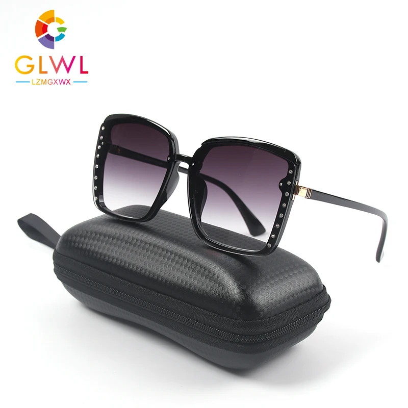 

Glasses With Rhinestone Women's Eyewear Square Eyeglass Woman Vintage Sunglasses Case Colored Lenses Female Embellished Shades