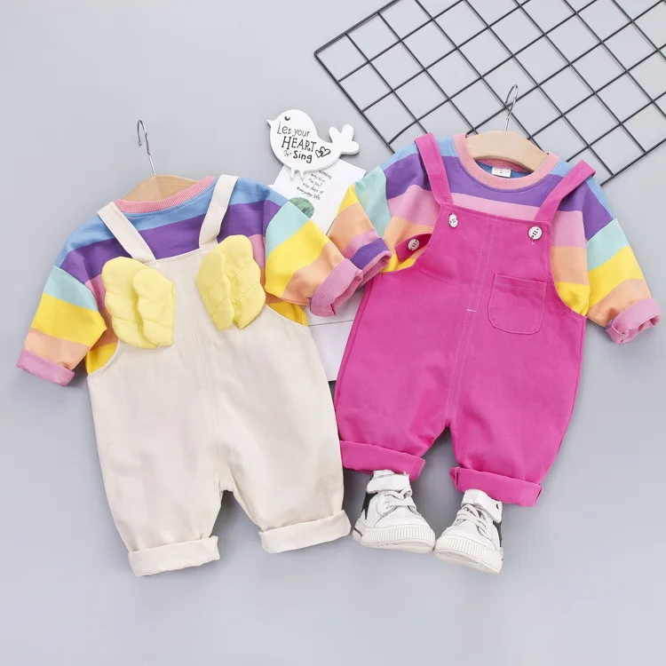 Childrenswear 2019 New Style Autumn Clothing Children Baby Fashion Rainbow Long Sleeve Wings Set Korean-style Suspender Pants
Childrenswear 2019 New Style Autumn Clothing Children Baby Fashion Rainbow Long Sleeve Wings Set Korean-style Suspender Pants