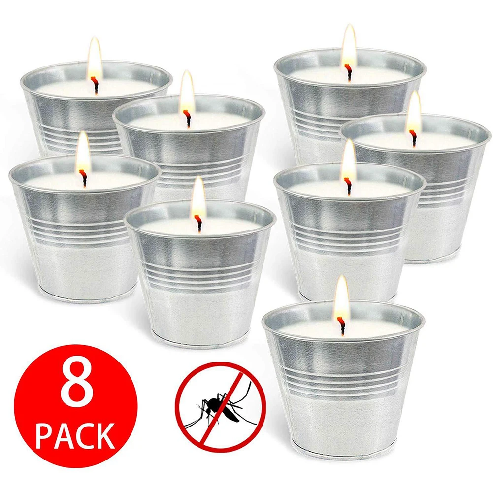 Generic 8PCS Wax Bucket Candles Citronella Scented Candles Portable