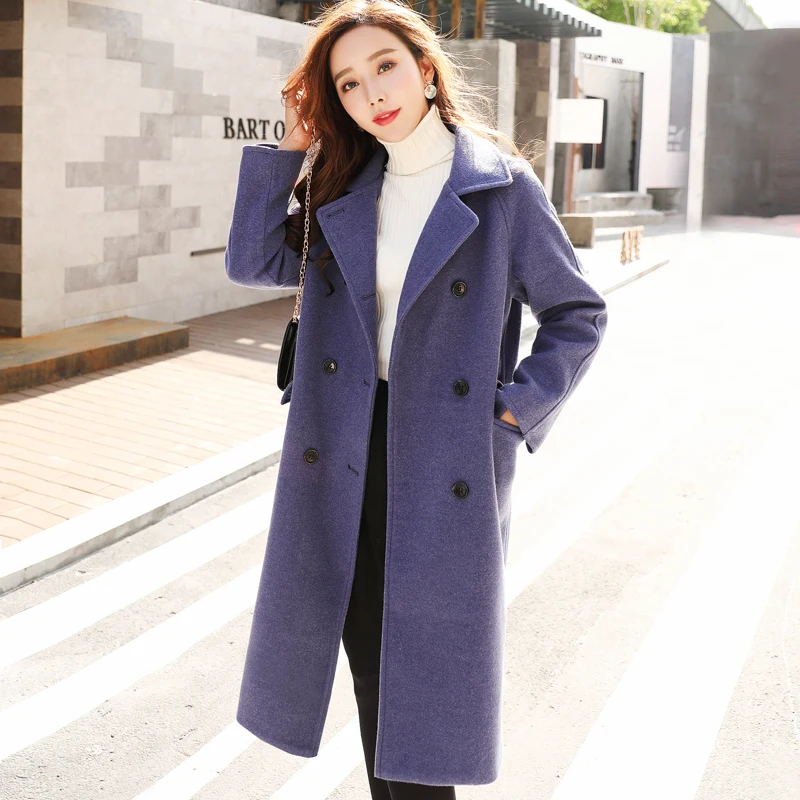 Autumn and winter women's woolen coat casual long jacket women 2019 new fashion double-breasted blue ladies jacket high quality
Autumn and winter women's woolen coat casual long jacket women 2019 new fashion double-breasted blue ladies jacket high quality