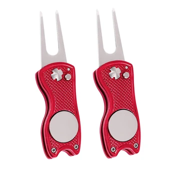 Golf Divot Repair Tool and Detachable Ball Marker Value 2 Pack Durable Foldable Stainless Steel with Button Magnetic Red
Golf Divot Repair Tool and Detachable Ball Marker Value 2 Pack Durable Foldable Stainless Steel with Button Magnetic Red