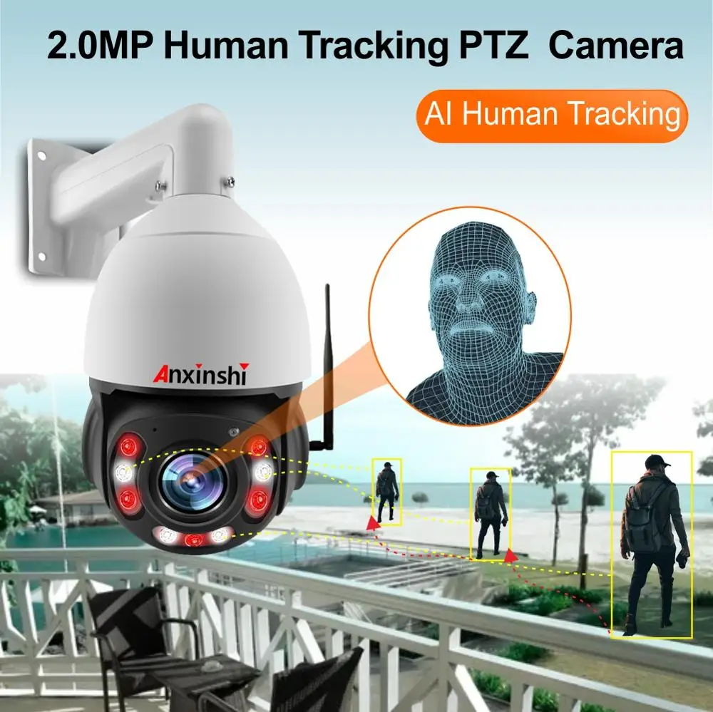 

MTStar 6 inch 1080P Auto Tracking WIFI PTZ Security Camera 30X ZOOM SONY Sensor Outdoor Suppo 128G TF Card 150m IR P2P Onvif