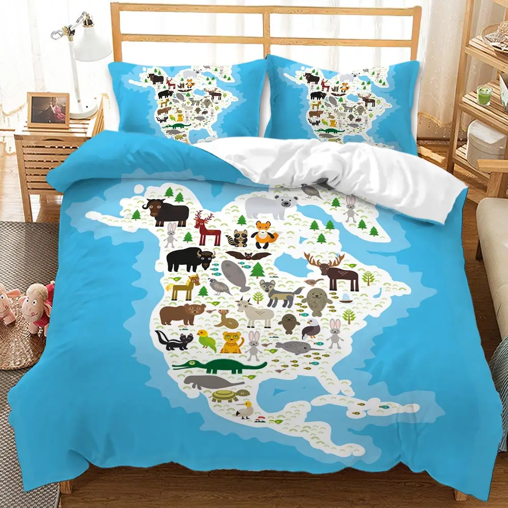 Cartoon world map Children's map 3D Quilt Duvet Doona Cover Set Single Double Queen King Print
Cartoon world map Children's map 3D Quilt Duvet Doona Cover Set Single Double Queen King Print