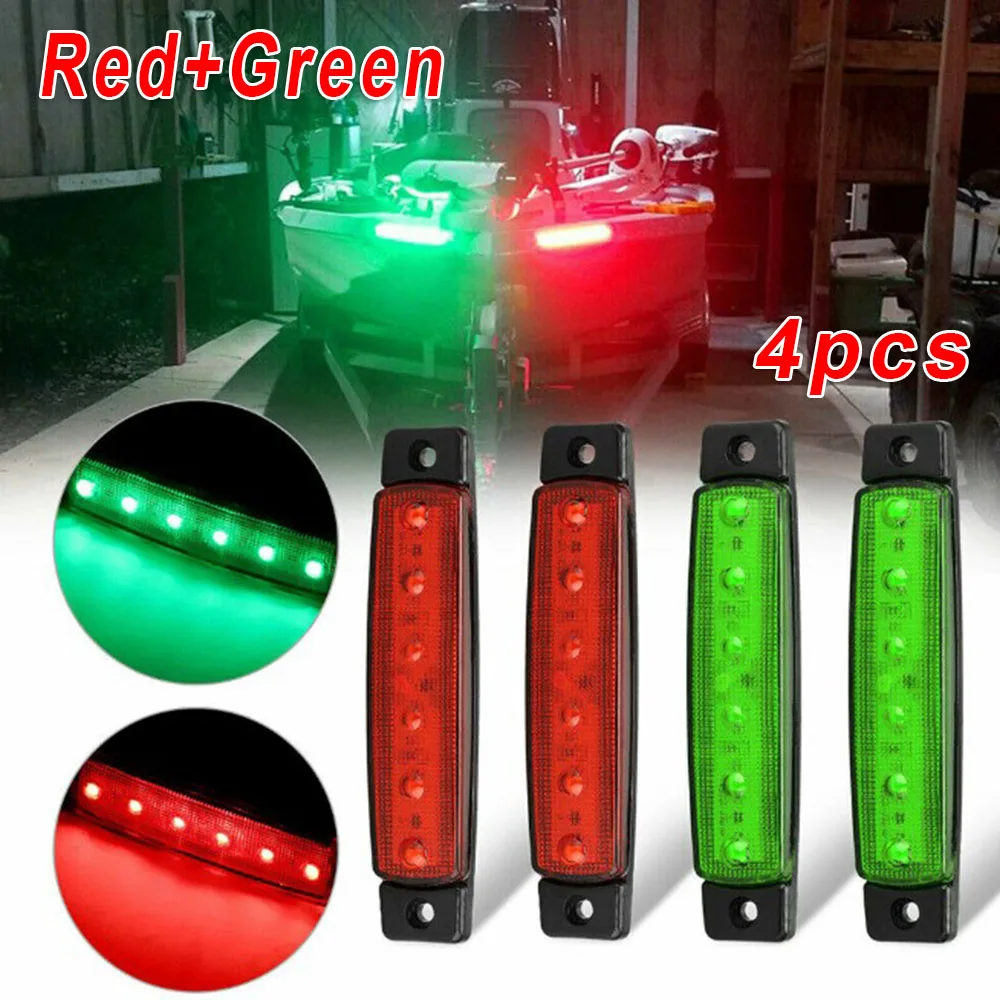 4pcs Red And Green Navigation 6LED Lights Stern Boat Starboard Lamp Set DC12V Waterproof ABS Plastic Case Car Lights Signal Lamp
4pcs Red And Green Navigation 6LED Lights Stern Boat Starboard Lamp Set DC12V Waterproof ABS Plastic Case Car Lights Signal Lamp