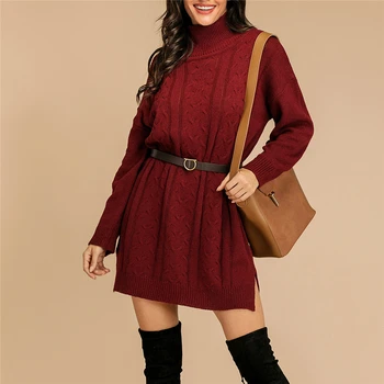 Turtleneck Long Sleeve Sweater Dress Women Autumn Winter Loose Tunic Knitted Casual Clothes Solid Dresses Long Sweaters A50
Turtleneck Long Sleeve Sweater Dress Women Autumn Winter Loose Tunic Knitted Casual Clothes Solid Dresses Long Sweaters A50