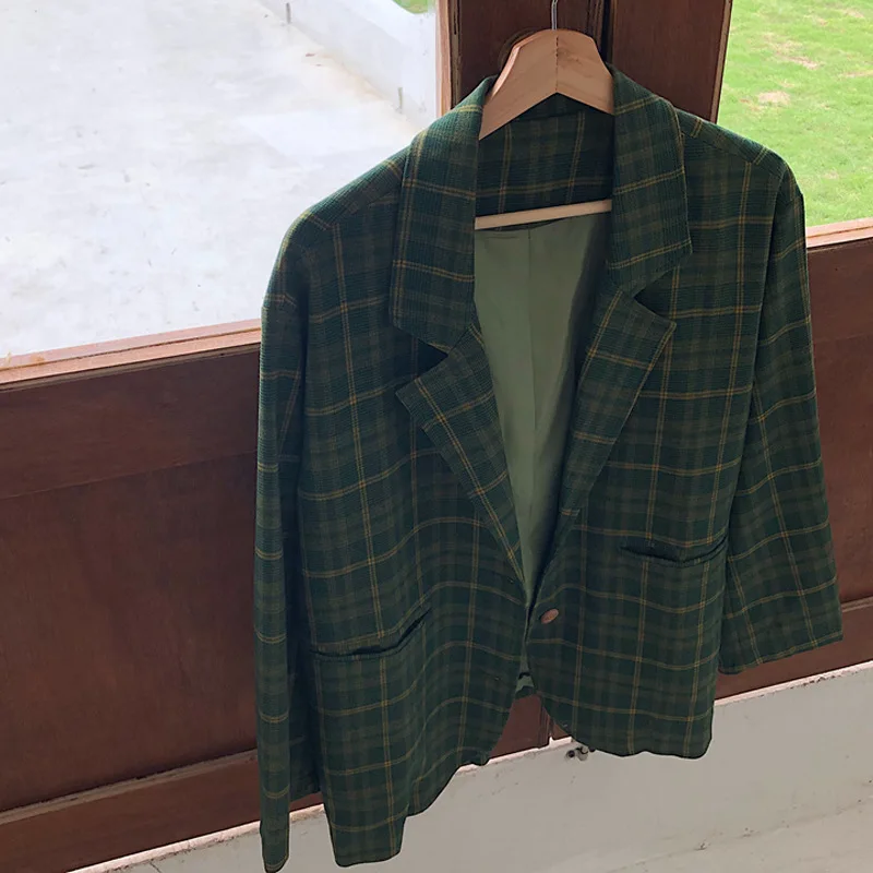 Photo Shoot South Korea CHIC Autumn Retro Green Loose Casual Versatile Plaid Suit Jacket Women's
Photo Shoot South Korea CHIC Autumn Retro Green Loose Casual Versatile Plaid Suit Jacket Women's
