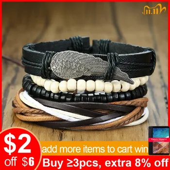 Vnox 4 Pcs/Set Braided Leather Wrap Bracelets for Men Women Vintage Angel Wings Wood Beads Charm Wrist Adjustable Tribal pulsera
Vnox 4 Pcs/Set Braided Leather Wrap Bracelets for Men Women Vintage Angel Wings Wood Beads Charm Wrist Adjustable Tribal pulsera