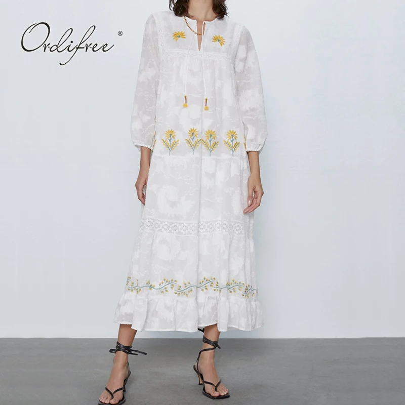 Ordifree 2020 Summer Boho Women Maxi Dress Vintage Floral Embroidery White Lace Loose Long Tunic Beach Dress
Ordifree 2020 Summer Boho Women Maxi Dress Vintage Floral Embroidery White Lace Loose Long Tunic Beach Dress