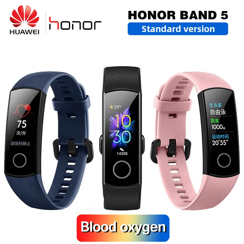 

Huawei Honor Band 5 Smart Wristband Oximeter Blood Oxygen Magic Color Touch Screen Swim Stroke Detect Heart Rate Sleep Nap