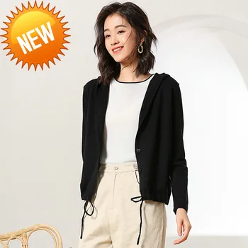Cardigan Hooded Women Spring and Autumn New Solid Color Cashmere Casual Single Breasted Ladies Tops Thin V-neck Knit
Cardigan Hooded Women Spring and Autumn New Solid Color Cashmere Casual Single Breasted Ladies Tops Thin V-neck Knit