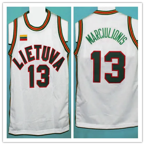 

high quality 13 Sarunas Marciluionis Lietuva Lithuania Throwback mens Basketball Jersey Embroidery Stitched any Number and name