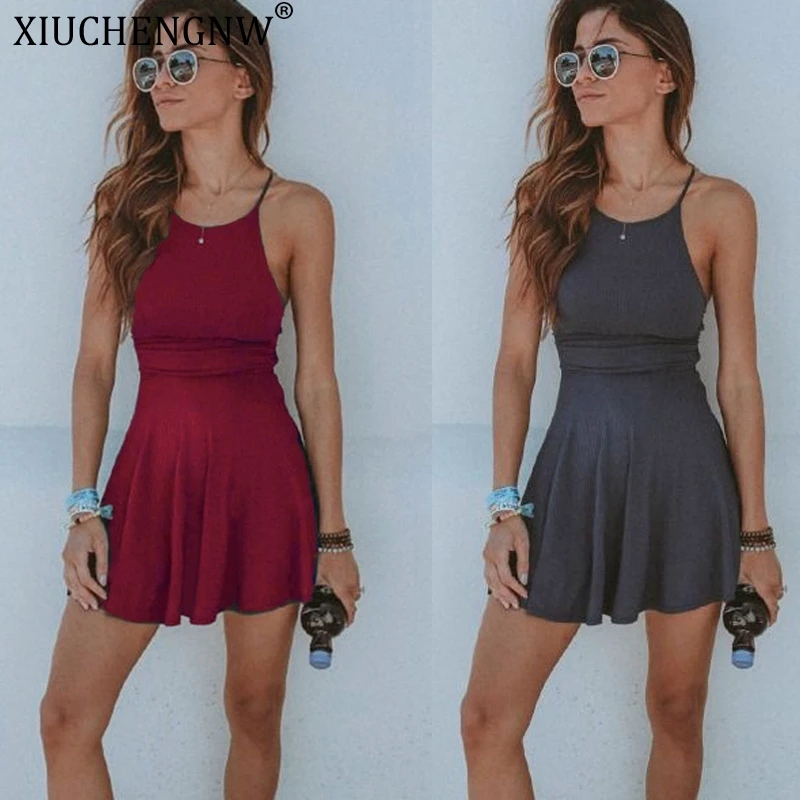 Lady Summer Pleated Dress Loose Dress Mini Solid-Color Beach Women Streetwear Autumn O-Neck Summer Sleeveless Cheap Dress 2019
Lady Summer Pleated Dress Loose Dress Mini Solid-Color Beach Women Streetwear Autumn O-Neck Summer Sleeveless Cheap Dress 2019