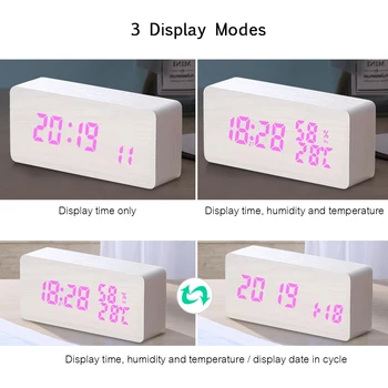 Hot Smart Alarm Clock Wood LED Alarm Clock Voice Control Digital Alarm Clock Snooze Function 115-Colored Temperature/ Date Disp
Hot Smart Alarm Clock Wood LED Alarm Clock Voice Control Digital Alarm Clock Snooze Function 115-Colored Temperature/ Date Disp