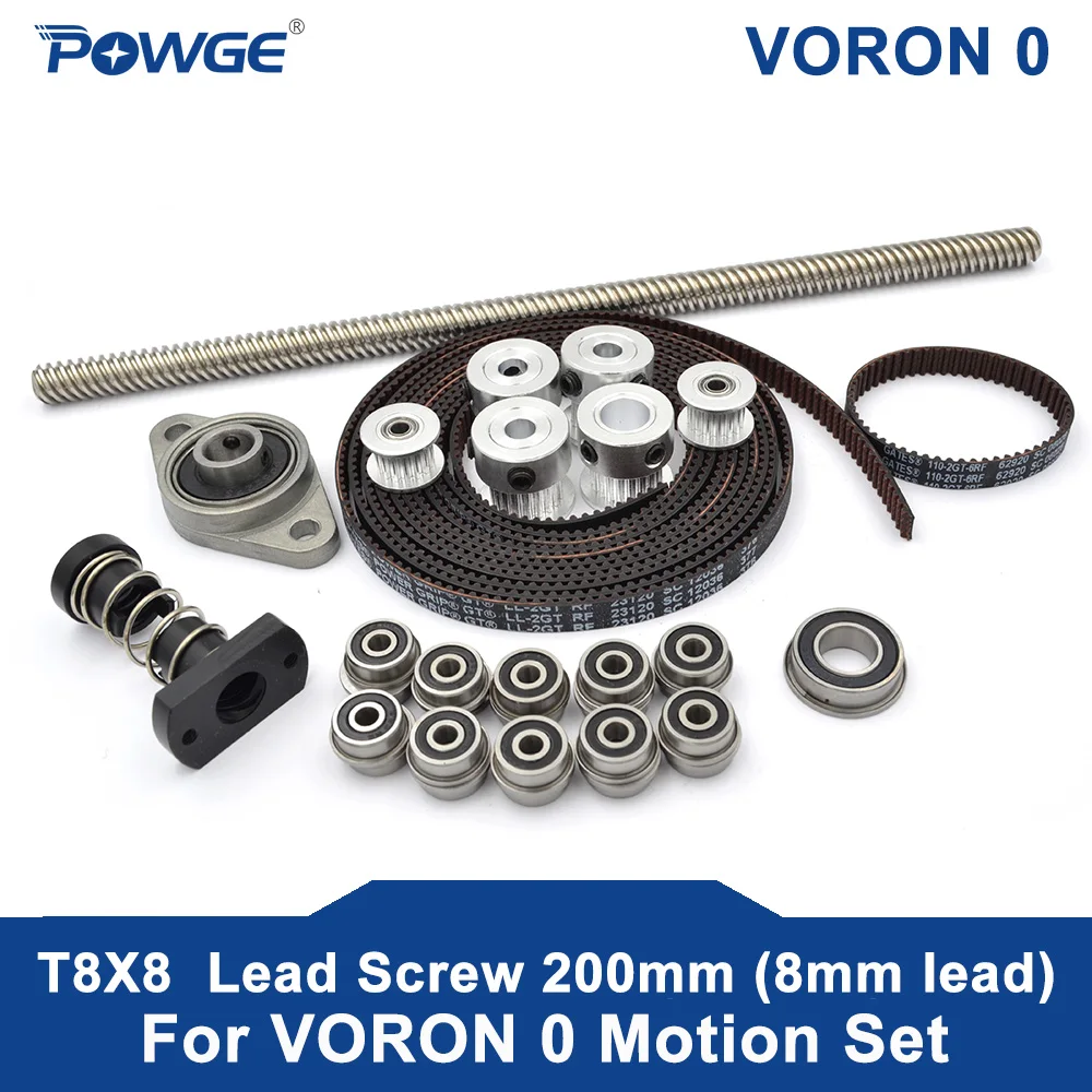 POWGE VORON 0 Set GT2 LL-2GT RF Open Timing Belt 2GT 20T 16T Pulley 110-2GT Shaft Bearing F688 F623 KFL08 T8X8 Lead Screw Nut
POWGE VORON 0 Set GT2 LL-2GT RF Open Timing Belt 2GT 20T 16T Pulley 110-2GT Shaft Bearing F688 F623 KFL08 T8X8 Lead Screw Nut