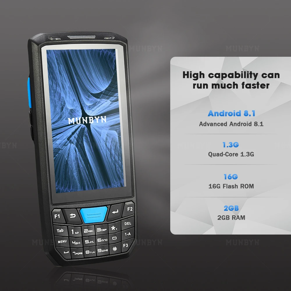 MUNBYN PDA Android 8 1 ручной POS терминал сенсорный экран 2D сканер штрих кода 4G WiFi
