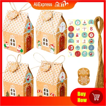 24 Sets Christmas House Gift Box Kraft Paper Cookies Candy Bag Snowflake Tags Advent Calendar Stickers Hemp Rope Party Suppiles
24 Sets Christmas House Gift Box Kraft Paper Cookies Candy Bag Snowflake Tags Advent Calendar Stickers Hemp Rope Party Suppiles