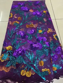 New 2020 African high quality gold purple sequence French Nigerian sequins net tulle mesh Swiss lace fabric for dress 5yards/lot
New 2020 African high quality gold purple sequence French Nigerian sequins net tulle mesh Swiss lace fabric for dress 5yards/lot