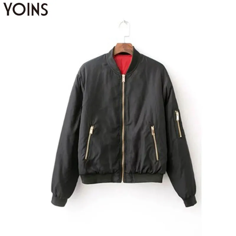 

YOINS 2019 Spring Autumn Winter Women Coats and Jackets Long Sleeves Twin Side Pockets Zipper Front Bomber Jackets Streetwear