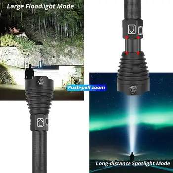

Most Powerful XHP50 XHP70 Tactical LED Flashlight XHP50 Lantern LED Torch 3 Modes USB Zoomable 18650 26650 Rechargeable Battey