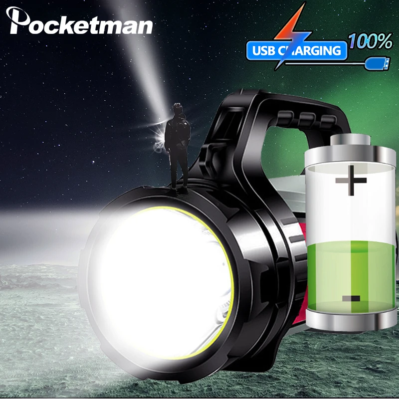 Most Powerful Rechargeable Searchlight LED Flashlight Handle Spot light Ultra-long Standby Torch with USB OUTPUT Power Reserve
Most Powerful Rechargeable Searchlight LED Flashlight Handle Spot light Ultra-long Standby Torch with USB OUTPUT Power Reserve