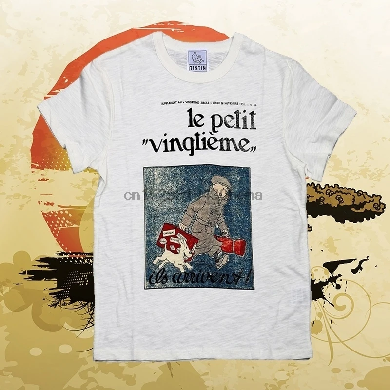 High Quality Coton Tintin Et Milou Le Petit Vingtième Ils Arrivent Men's T-shirt Gift |