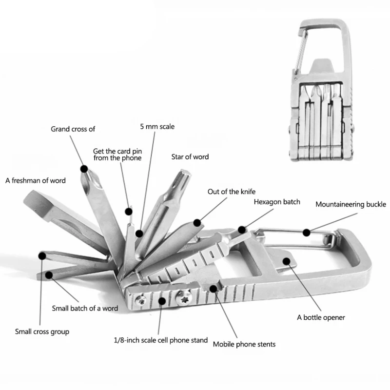 13 In 1 EDC Pocket Tool Climbing Carabiners Clip Bottle Opener Keychain Ring Climbing Multi-Functional Accessories
13 In 1 EDC Pocket Tool Climbing Carabiners Clip Bottle Opener Keychain Ring Climbing Multi-Functional Accessories