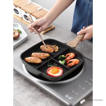 Multi-function Non-stick Pan Single Handle Maifan Stone Creative Cartoon Grid Pot Steak Frying Pan Kitchen Home Bar BBQ Cookware
Multi-function Non-stick Pan Single Handle Maifan Stone Creative Cartoon Grid Pot Steak Frying Pan Kitchen Home Bar BBQ Cookware